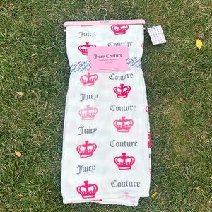Juicy couture Large Plush Crown Velour Throw Blanket Tacky Trashy Minimalist NEW